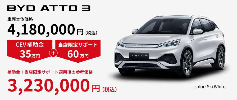 BYD ATTO 3 補助金額
